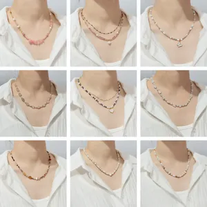 Bohemian Natural Stone Beaded Necklace Sun Moon Butterfly Mushroom Pendant Vintage Colorful Choker For Women Men Jewelry