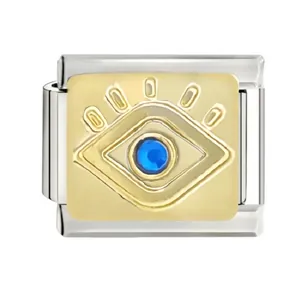 Détail du maillon de breloque œil bleu avec cristal pour bracelets de style italien