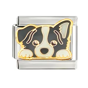Détail du charme de chien Border Collie pour bracelet modulaire italien DIY
