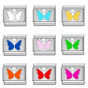 Stainless Steel Butterfly Italian Charm Link for DIY Modular Bracelet Making Personalized Jewelry Accessory Unisex