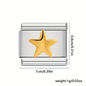 Detailansicht des italienischen Modular-Charms mit Goldstern, Größe 1cm x 0,8cm.