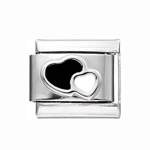 Charm modulare italiano in acciaio inossidabile con un design a cuore romantico