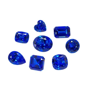 Assorted lab-grown cobalt blue spinel loose gemstones in heart, pear, and oval cuts