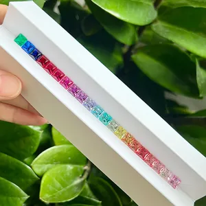 Piedras preciosas de laboratorio arcoíris de corte princesa para hacer joyería