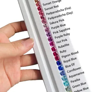 Lab-grown cushion cut loose gemstones in various vibrant color gradients for jewelry