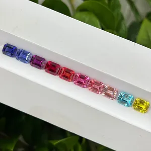 Set de once piedras preciosas cultivadas en laboratorio corte esmeralda colores arcoíris