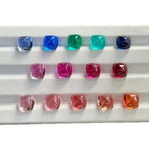 Colección premium de piedras preciosas cultivadas corte sugarloaf en varios colores