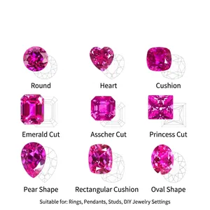 Saphirs roses de laboratoire en neuf formes classiques pour la joaillerie sur mesure