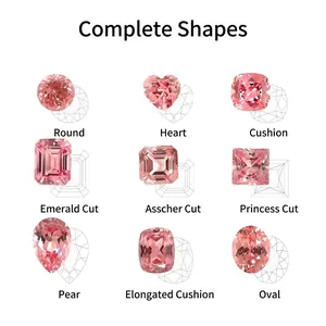 Selezione di zaffiri Padparadscha coltivati in laboratorio in varie forme e rosa alba