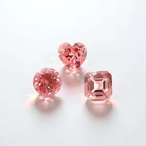 Zaffiri Padparadscha rosa coltivati in laboratorio di alta qualità in tagli cuore tondo e smeraldo