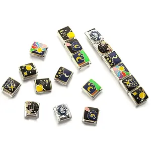 Maillons de bracelet modulables italiens en acier inoxydable avec motifs célestes