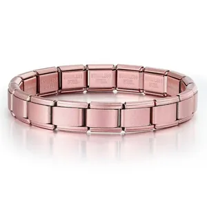 Matte rose gold stainless steel Italian modular charm bracelet for customizable jewelry