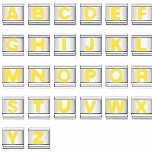 Stainless Steel Italian Charm Link Alphabet DIY Elastic Bracelet Modular Bead Alphabet Series Connector For Women Jewelry