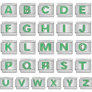 Stainless Steel Alphabet Italian Charm Bracelet Link For DIY Elastic Bracelet Colorful Enamel Alphabet Modular Jewelry Charm