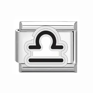 Charme de bracelet modulaire italien avec signe du zodiaque Balance en acier inox
