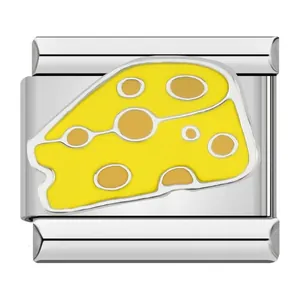 Maillon de bracelet italien en acier inoxydable avec émail fromage jaune pour bijoux DIY