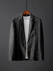 Giacca blazer casual in lino traspirante da uomo per ufficio e tempo libero