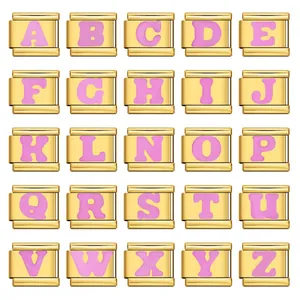 Ciondolo per Bracciale Italiano in Acciaio Inossidabile Oro Lettera Rosa Nera Link Bracciale Modulare DIY per Donna Gioielli Regalo