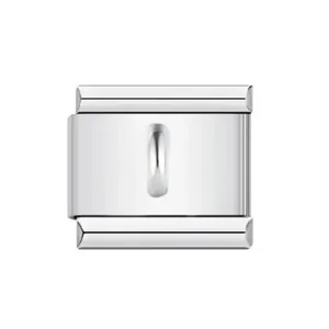 Eslabón modular Italian Charm de acero inoxidable plateado con enganche central