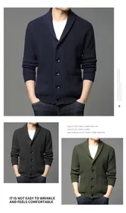 Detailed comparison of men's thick shawl collar button cardigans in solid colors