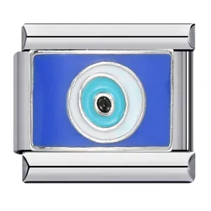 Maglia per bracciale italiano Evil Eye in acciaio inox con smalto blu per il DIY