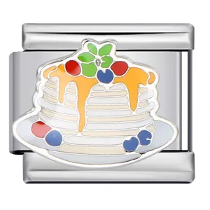 Charm pancake smaltato colorato per bracciali modulari italiani in acciaio inossidabile