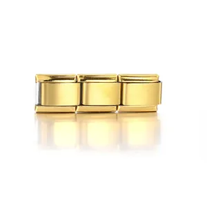 Eslabones de pulsera de dijes italianos de acero inoxidable dorado para joyería