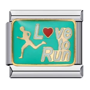 Luxe 'Love to Run' roestvrijstalen Italian charm module voor DIY modulaire armbanden