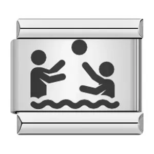 Charme modulaire en acier inoxydable avec gravure de water-polo pour bracelet DIY