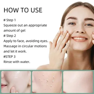 Drei-Schritte-Anleitung für Kräuter-Peeling-Gel mit Detailaufnahmen der Hauttextur