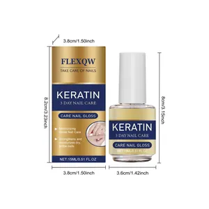 Detail view of FLEXQW Keratin 3 Day Nail Care oil with precise product dimensions.