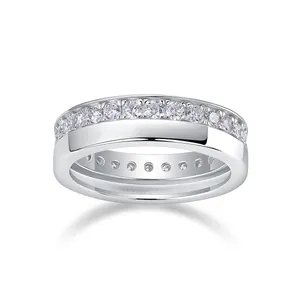 Eleganter Damen Verlobungsring aus 925er Silber mit Moissanit, 18K Weißgold beschichtet