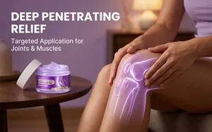 Professional detail view of massage gel being applied to a knee for targeted muscle relief.