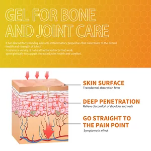 Cross-section diagram showing deep penetration of bee venom gel for joint and bone relief