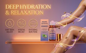 Bio-Rizinöl mit Rosenquarz-Roller für tiefe Hydratation und abendliche Entspannungsroutine.
