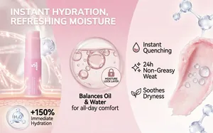 Pink collagen eye cream stick showing smooth texture and hydration molecular design