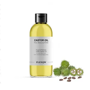 Vue détaillée d'un flacon d'huile de ricin bio 100% pure pour les soins de peau
