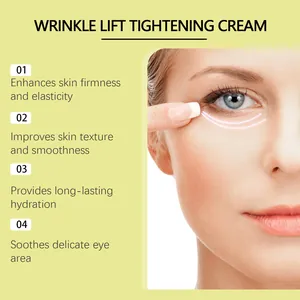 Retinol eye cream detailing four benefits for lifting, hydrating and soothing skin.