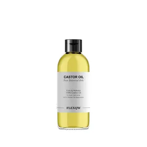 Huile de ricin naturelle pure à 100 % pour cheveux et peau dans un flacon transparent