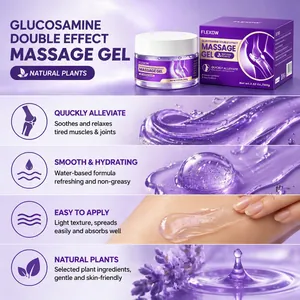 Detailed view of lavender-infused glucosamine massage gel texture and skin absorption