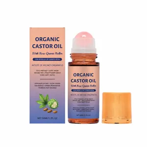 Premium Bio-Rizinusöl mit Rosenquarz-Roller und eleganter Schachtel mit Farbverlauf