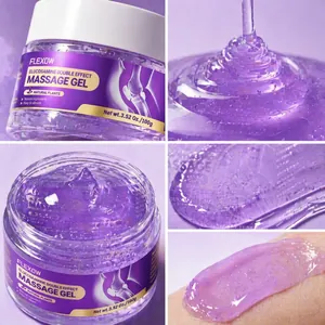Detailed macro view of purple glucosamine massage gel texture for joint and knee care