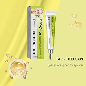 Detailansicht der FLEXQW Retinol Shot Augencreme Tube und Box für gezielte Augenpflege.