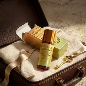 Cuidado de la piel con aceite de ricino nutritivo y roll-on de cuarzo rosa portátil