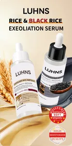 Λεπτομερής όψη των ορών απολέπισης LUHNS με ρύζι και μαύρο ρύζι και των συστατικών τους