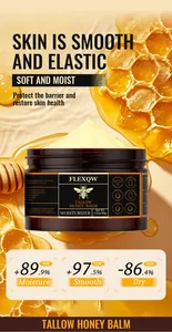 Barattolo di balsamo idratante Tallow Honey con miele dorato e dettagli a nido d'ape