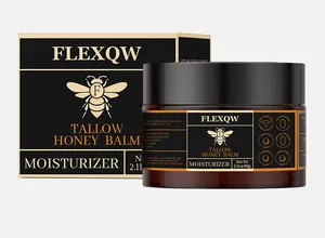 Dettaglio del vasetto di balsamo idratante FLEXQW Tallow Honey e confezione regalo