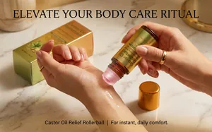 Λεπτομερής άποψη της εφαρμογής rollerball με καστορέλαιο στον καρπό για φροντίδα