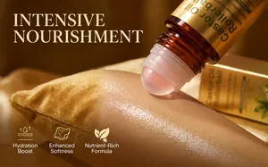 Μάκρο λήψη του quartz rollerball με καστορέλαιο που θρέφει και ενυδατώνει το δέρμα.