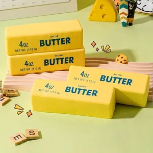 Giocattolo Squishy a Forma di Panetto di Burro di Simulazione a Ritorno Lento in PU Morbido Antistress Giocattolo Sensoriale Decorazione per Scrivania Ufficio